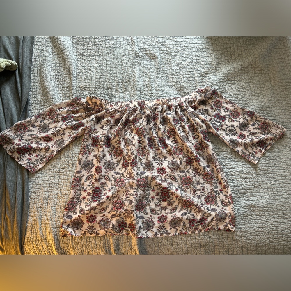 Sheer Raspberry Flowered Forever 21 Contemporary Top